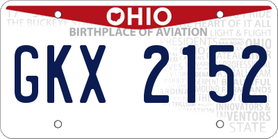OH license plate GKX2152