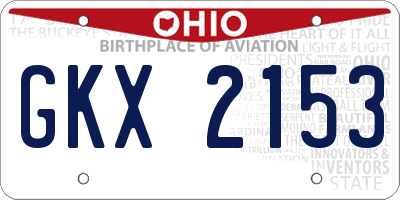 OH license plate GKX2153