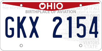 OH license plate GKX2154