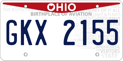 OH license plate GKX2155