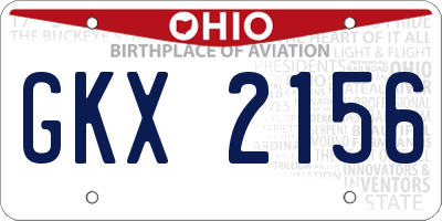OH license plate GKX2156