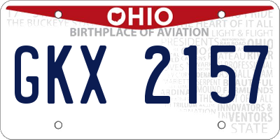 OH license plate GKX2157