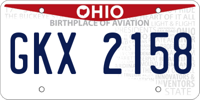 OH license plate GKX2158