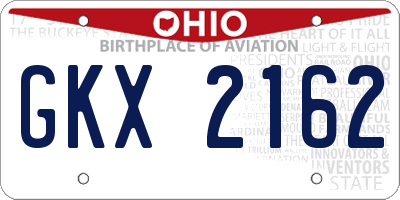 OH license plate GKX2162
