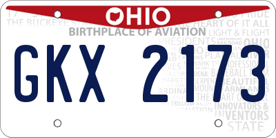 OH license plate GKX2173