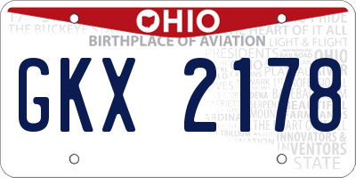 OH license plate GKX2178
