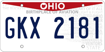 OH license plate GKX2181
