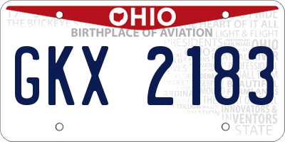 OH license plate GKX2183
