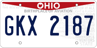 OH license plate GKX2187