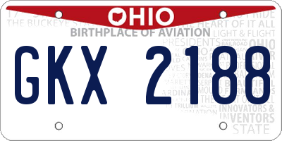 OH license plate GKX2188