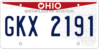 OH license plate GKX2191