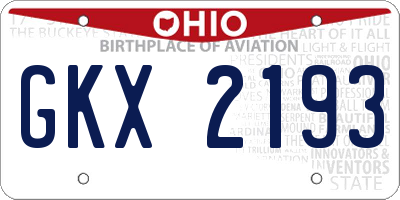 OH license plate GKX2193