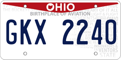 OH license plate GKX2240
