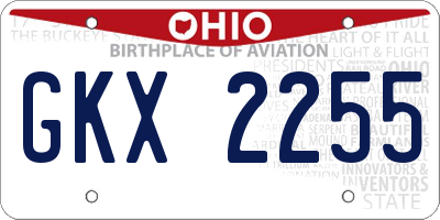 OH license plate GKX2255