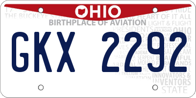 OH license plate GKX2292