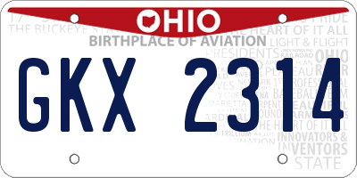 OH license plate GKX2314