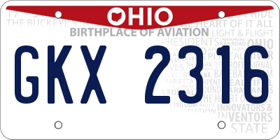 OH license plate GKX2316