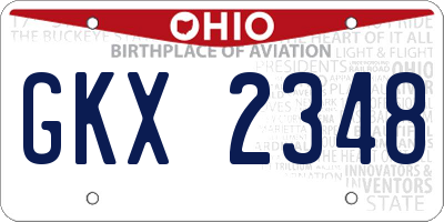 OH license plate GKX2348