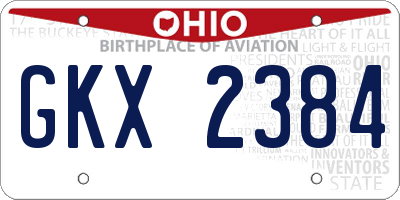 OH license plate GKX2384