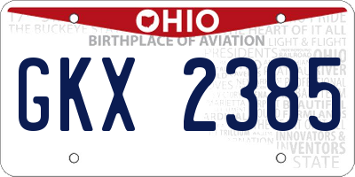 OH license plate GKX2385