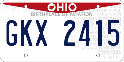 OH license plate GKX2415