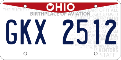 OH license plate GKX2512