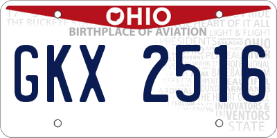 OH license plate GKX2516