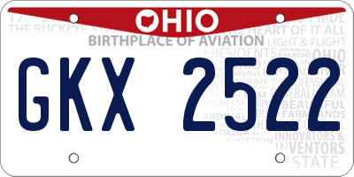 OH license plate GKX2522