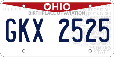 OH license plate GKX2525