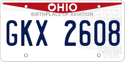 OH license plate GKX2608