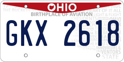 OH license plate GKX2618