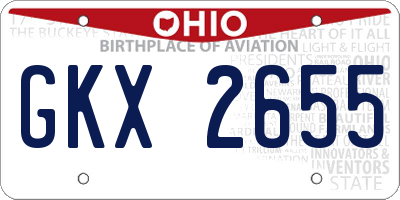 OH license plate GKX2655