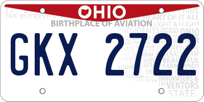 OH license plate GKX2722
