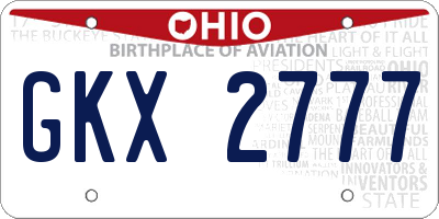 OH license plate GKX2777