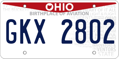 OH license plate GKX2802