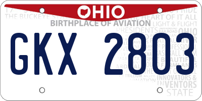 OH license plate GKX2803