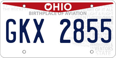 OH license plate GKX2855