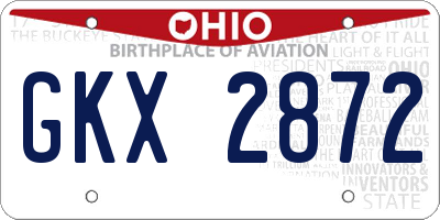 OH license plate GKX2872
