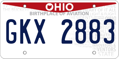 OH license plate GKX2883