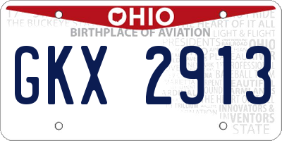 OH license plate GKX2913