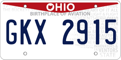 OH license plate GKX2915