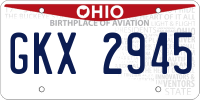 OH license plate GKX2945