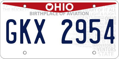 OH license plate GKX2954
