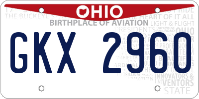 OH license plate GKX2960