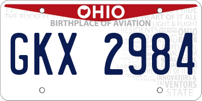 OH license plate GKX2984