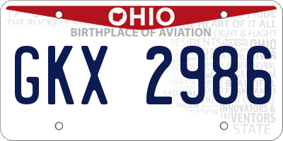 OH license plate GKX2986