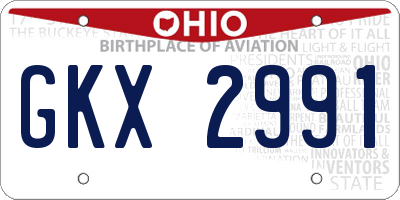 OH license plate GKX2991