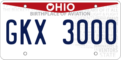 OH license plate GKX3000