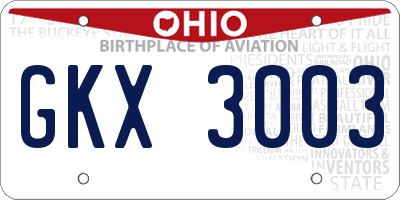 OH license plate GKX3003