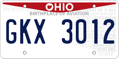 OH license plate GKX3012